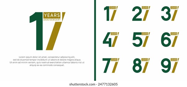 anniversary logo style set with brown and green color can be use for celebration moment