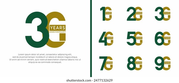 el estilo del logotipo del aniversario establecido con el color marrón y verde se puede utilizar para el momento de la celebración