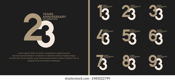 anniversary logo style set with brown color can be use for celebration moment