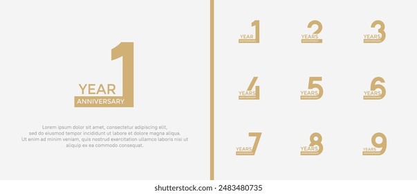 anniversary logo style set with brown color can be use for celebration moment