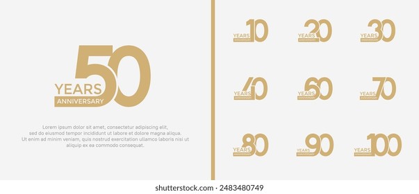 anniversary logo style set with brown color can be use for celebration moment