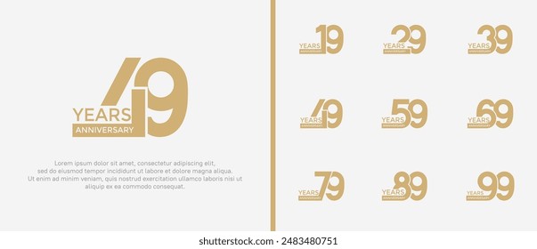 anniversary logo style set with brown color can be use for celebration moment