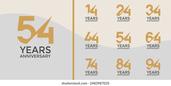 anniversary logo style set with brown color and slash can be use for celebration moment