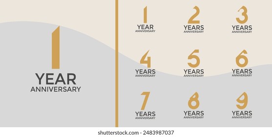 anniversary logo style set with brown color and slash can be use for celebration moment