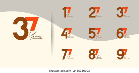el estilo del logotipo del aniversario establecido con el color marrón y naranja se puede utilizar para el momento de la celebración