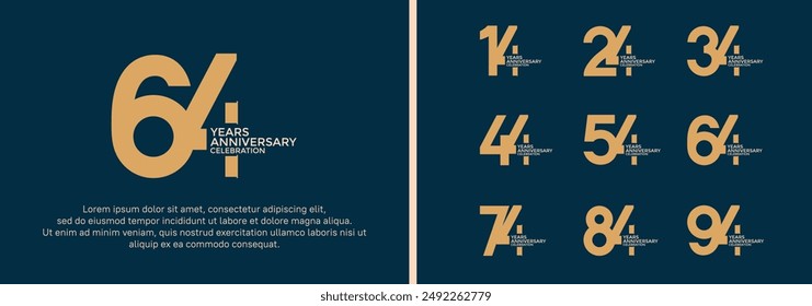 anniversary logo style set with brown color can be use for celebration moment