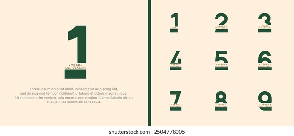 anniversary logo style set with brown and green color can be use for celebration moment