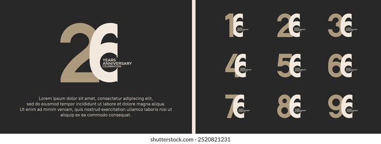anniversary logo style set with brown color can be use for celebration moment