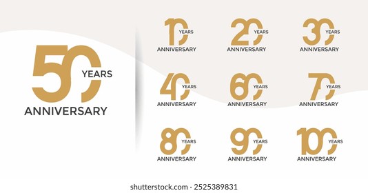 estilo logotipo de aniversário definido com cor marrom pode ser usado para o momento de celebração