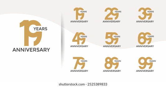 anniversary logo style set with brown color can be use for celebration moment