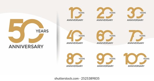 anniversary logo style set with brown color can be use for celebration moment
