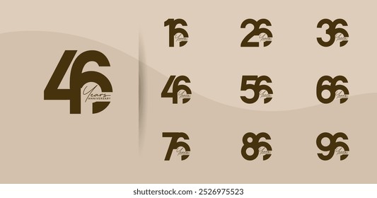 anniversary logo style set with brown color can be use for celebration moment