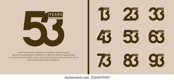 anniversary logo style set with brown color can be use for celebration moment
