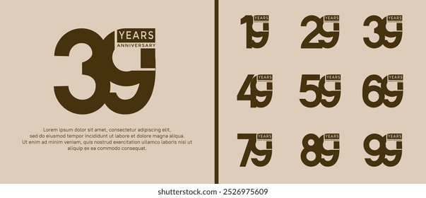 anniversary logo style set with brown color can be use for celebration moment