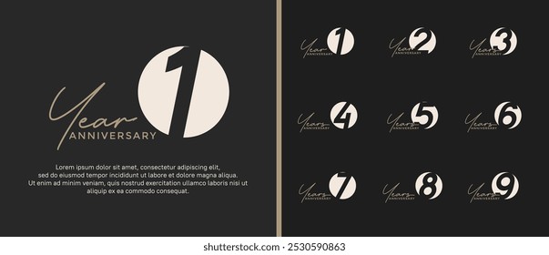 anniversary logo style set with brown color can be use for celebration moment