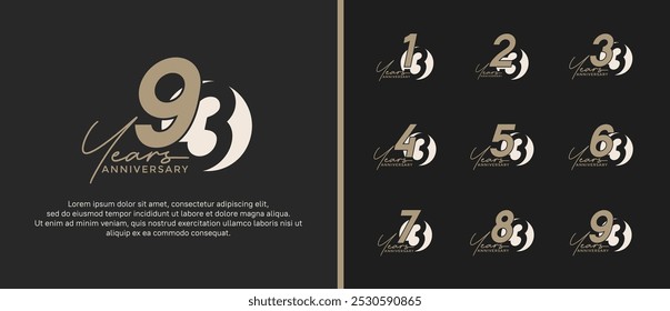 anniversary logo style set with brown color can be use for celebration moment