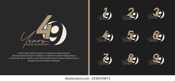 anniversary logo style set with brown color can be use for celebration moment