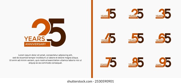 anniversary logo style set with brown color can be use for celebration moment