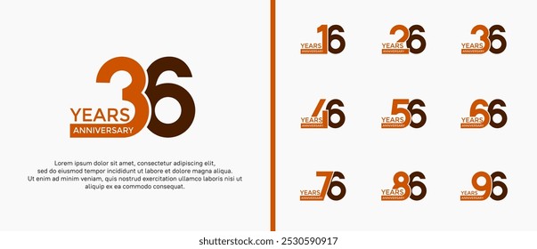 anniversary logo style set with brown color can be use for celebration moment