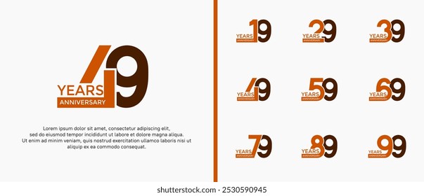 anniversary logo style set with brown color can be use for celebration moment