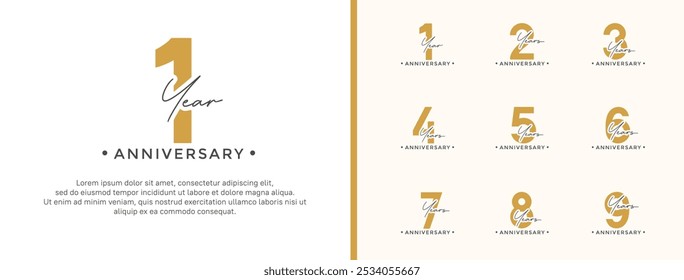 anniversary logo style set with brown color can be use for celebration moment