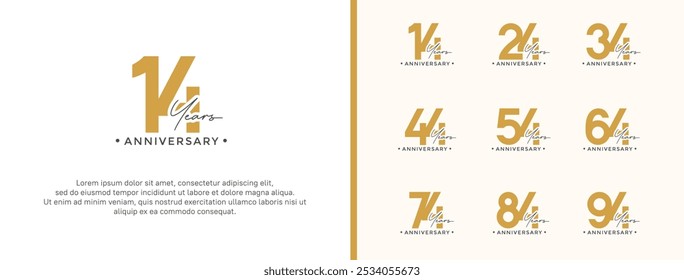 anniversary logo style set with brown color can be use for celebration moment