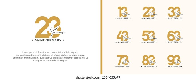 anniversary logo style set with brown color can be use for celebration moment