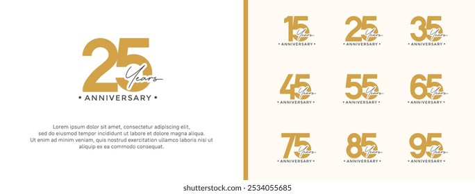 anniversary logo style set with brown color can be use for celebration moment