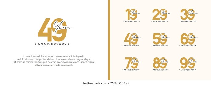 anniversary logo style set with brown color can be use for celebration moment