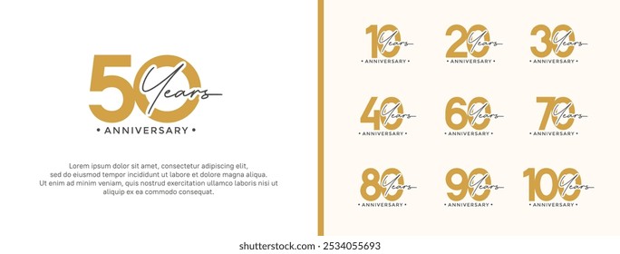 El estilo del logotipo del aniversario fijado con el color marrón se puede utilizar para el momento de la celebración