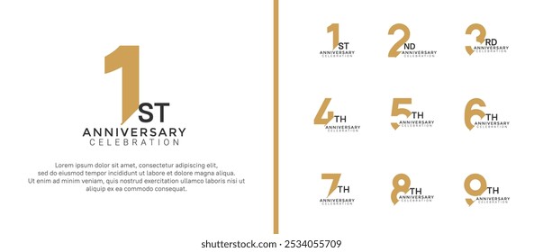 anniversary logo style set with brown and black color can be use for celebration moment