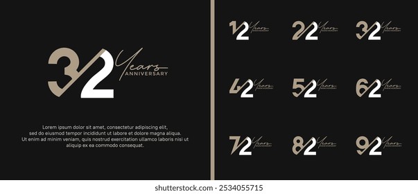 anniversary logo style set with brown and white color can be use for celebration moment