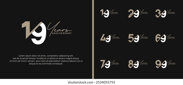 anniversary logo style set with brown and white color can be use for celebration moment