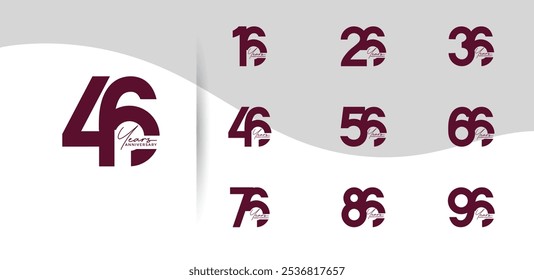 anniversary logo style set with brown color can be use for celebration moment