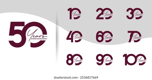 El estilo del logotipo del aniversario fijado con el color marrón se puede utilizar para el momento de la celebración