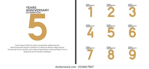 anniversary logo style set with brown color can be use for celebration moment