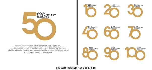 El estilo del logotipo del aniversario fijado con el color marrón se puede utilizar para el momento de la celebración
