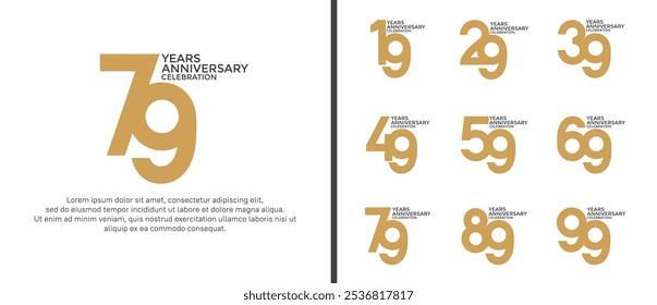 anniversary logo style set with brown color can be use for celebration moment