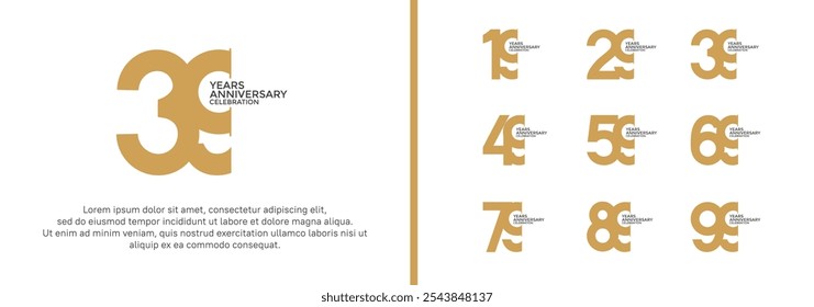 anniversary logo style set with brown color can be use for celebration moment