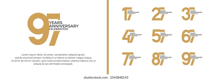 El estilo del logotipo del aniversario fijado con el color marrón se puede utilizar para el momento de la celebración