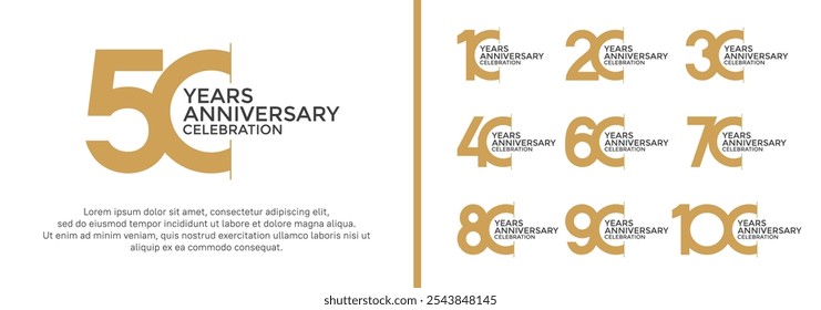 anniversary logo style set with brown color can be use for celebration moment