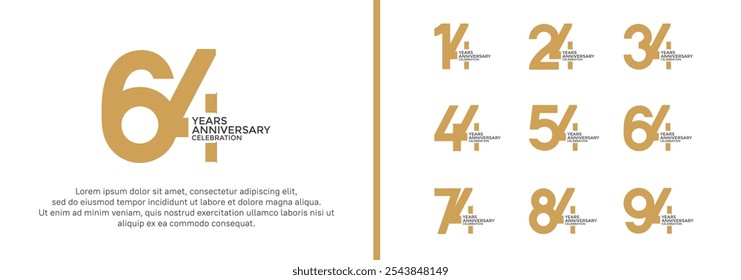 estilo logotipo de aniversário definido com cor marrom pode ser usado para o momento de celebração