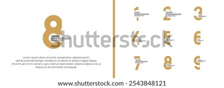 anniversary logo style set with brown color can be use for celebration moment