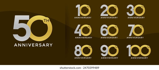 el estilo del logotipo del aniversario establecido con el color oro y plata se puede utilizar para el momento de la celebración