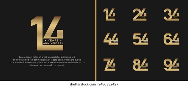 anniversary logo style set with gold color can be use for celebration moment