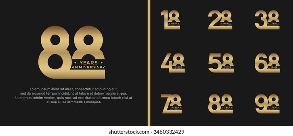 anniversary logo style set with gold color can be use for celebration moment