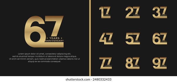 anniversary logo style set with gold color can be use for celebration moment