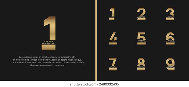 anniversary logo style set with gold color can be use for celebration moment