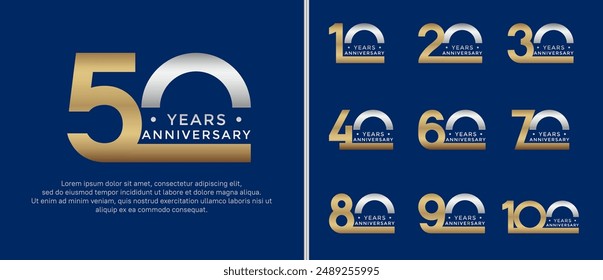 el estilo del logotipo del aniversario establecido con el color oro y plata se puede utilizar para el momento de la celebración