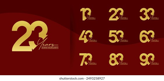 anniversary logo style set with gold color can be use for celebration moment